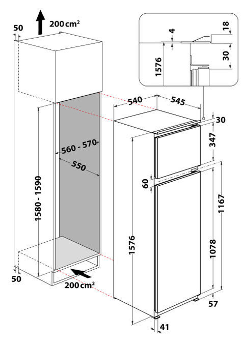 schema incasso frigorifero whirlpool ART 367-A